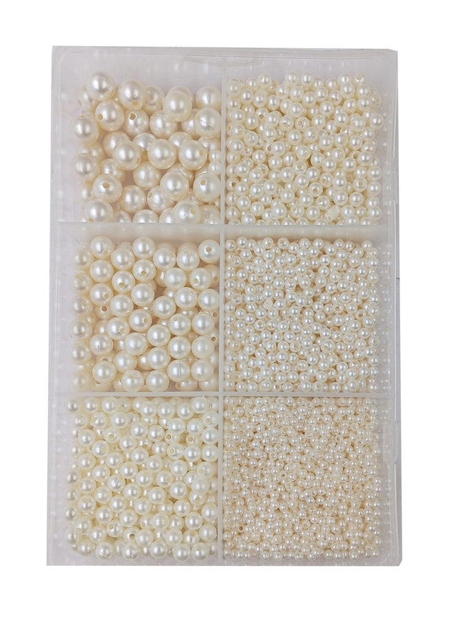 eshoppee 200 gm Pearl Plastic Beads Set of 6 for Jewellery Making kit Art and Crafts Materials for Necklace Bracelet Earring Making Materials DIY kit (3) - Image 1